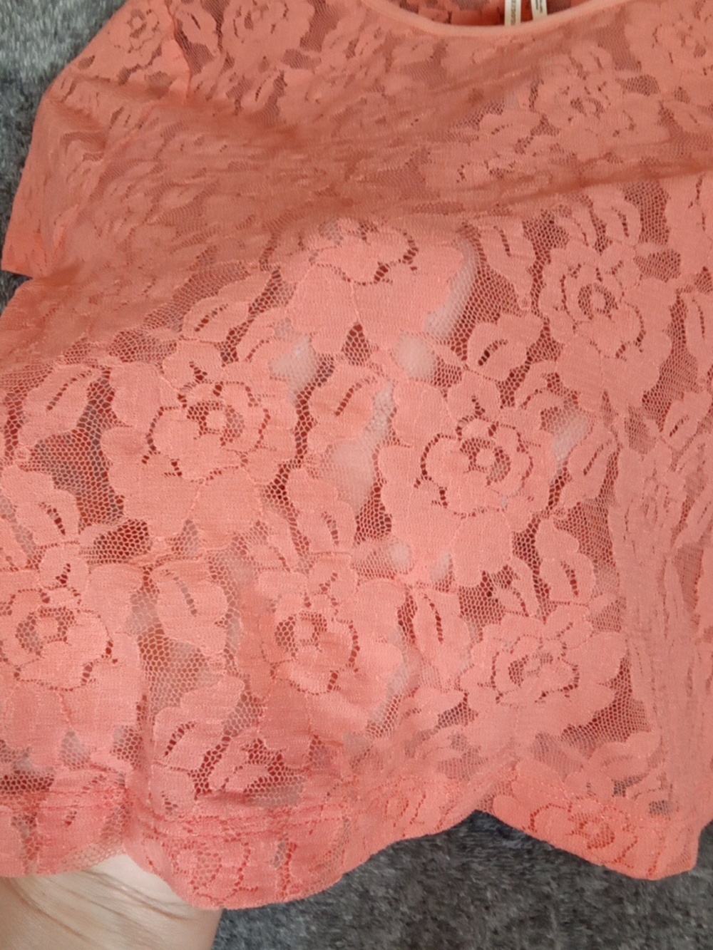Anthropologie Cropped Fitted Sheer Floral Lace Peach Cochella Womens XS - Picture 4 of 8